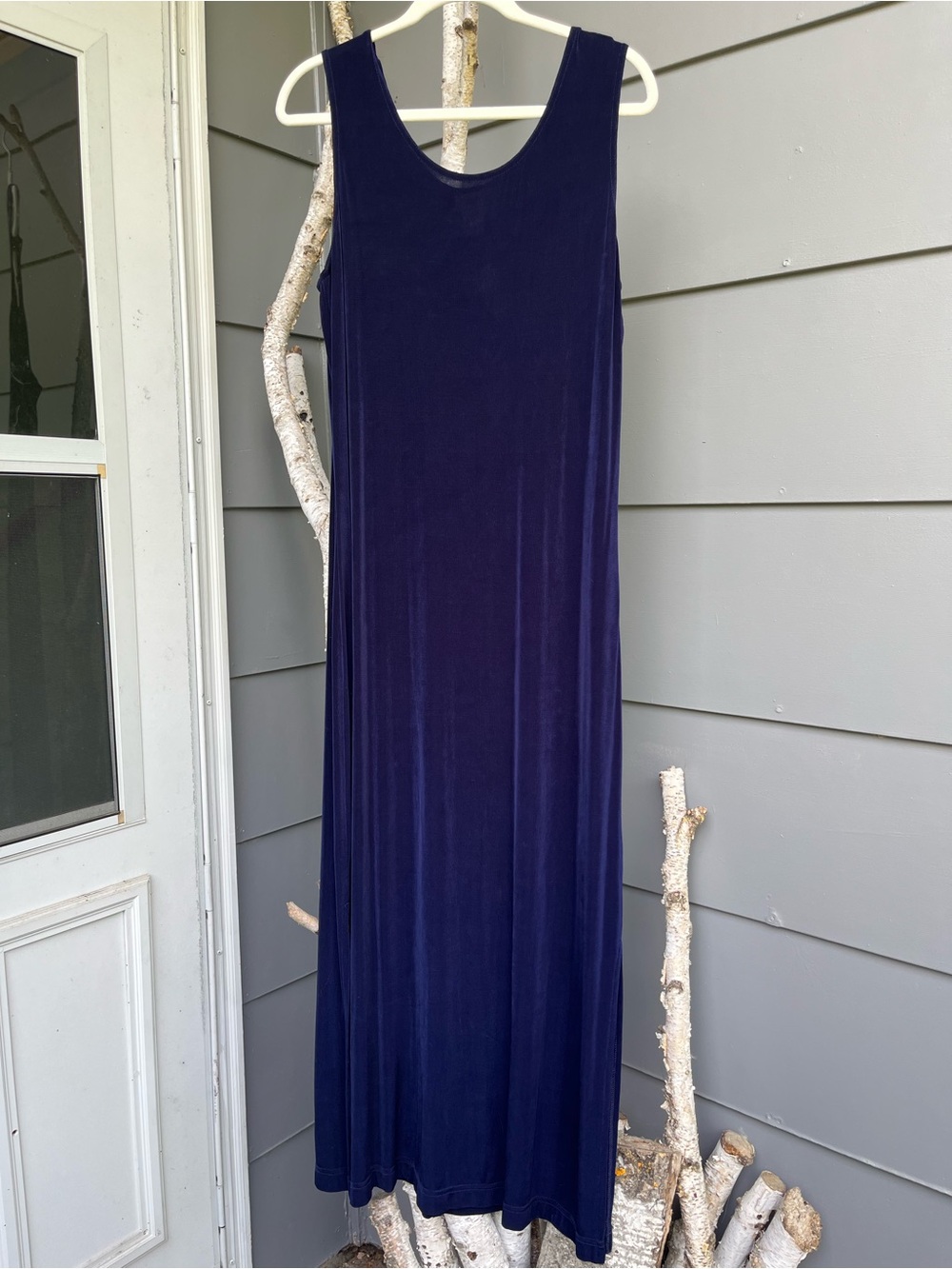 Iridescent Blue Maxi Dress Tank Top Style Imported Fabric Coldwater Creek S 14